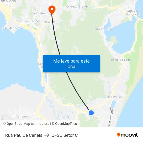 Rua Pau De Canela to UFSC Setor C map