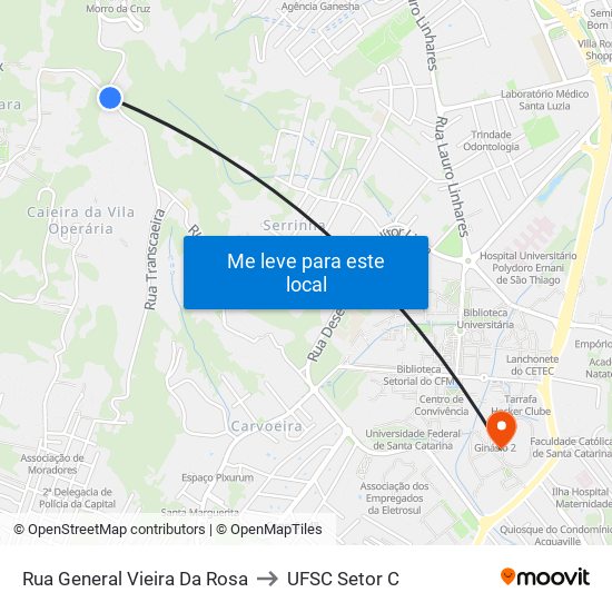 Rua General Vieira Da Rosa to UFSC Setor C map