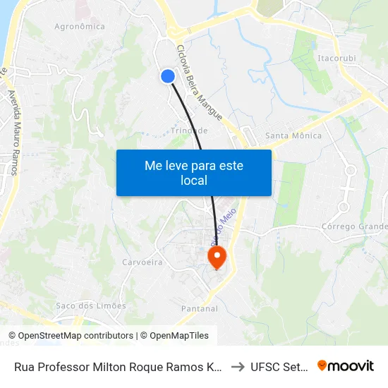 Rua Professor Milton Roque Ramos Krieger 25 to UFSC Setor C map