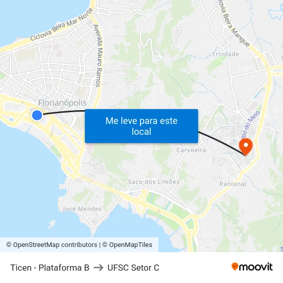 Ticen - Plataforma B to UFSC Setor C map