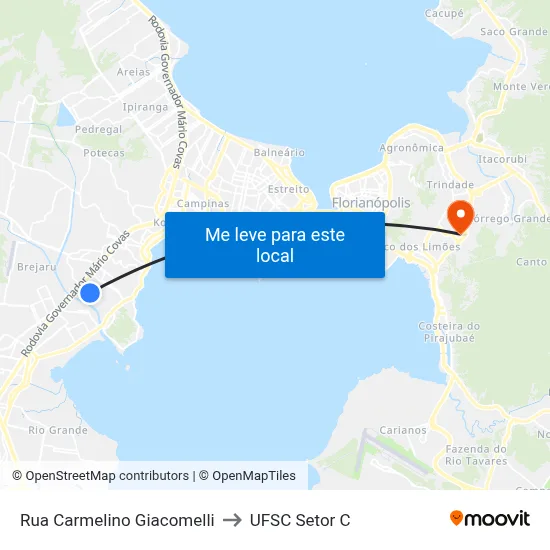 Rua Carmelino Giacomelli to UFSC Setor C map