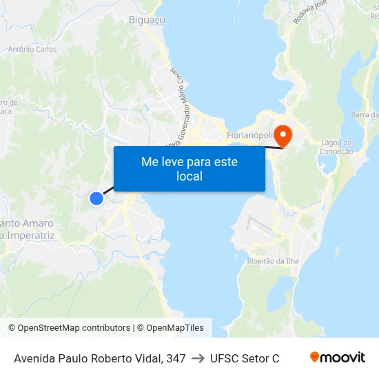 Avenida Paulo Roberto Vidal, 347 to UFSC Setor C map