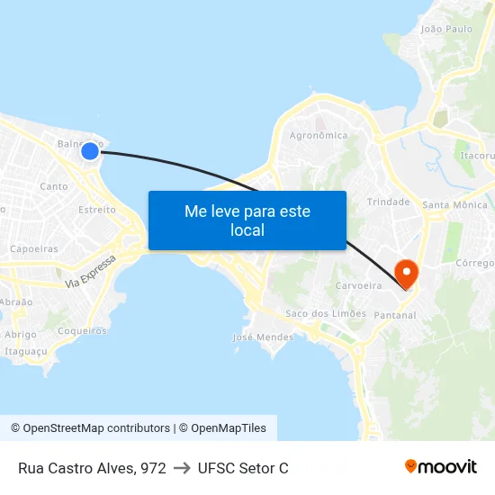 Rua Castro Alves, 972 to UFSC Setor C map