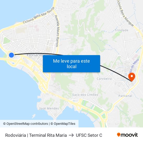 Rodoviária | Terminal Rita Maria to UFSC Setor C map