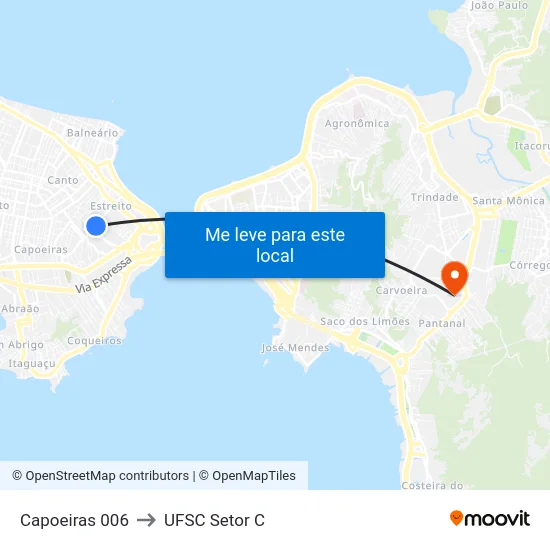 Capoeiras 006 to UFSC Setor C map
