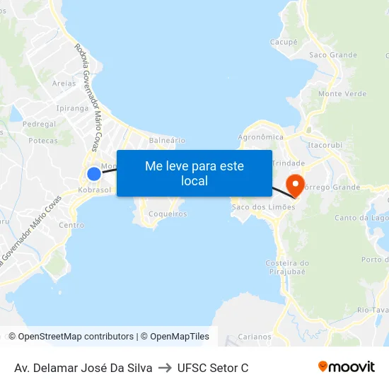 Av. Delamar José Da Silva to UFSC Setor C map