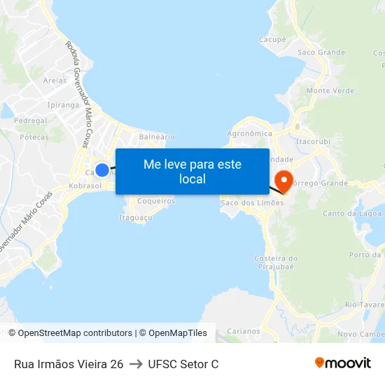 Rua Irmãos Vieira 26 to UFSC Setor C map