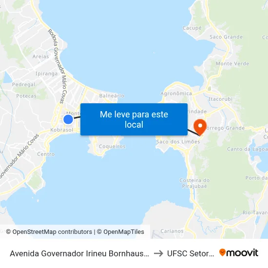 Avenida Governador Irineu Bornhausen to UFSC Setor C map
