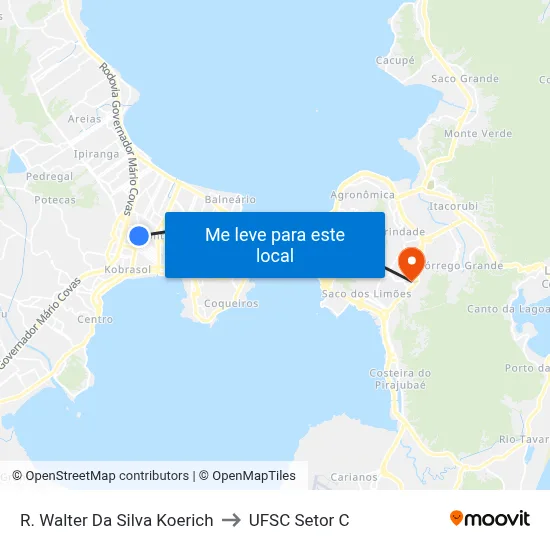 R. Walter Da Silva Koerich to UFSC Setor C map