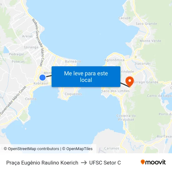 Praça Eugênio Raulino Koerich to UFSC Setor C map