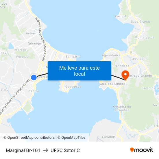Marginal Br-101 to UFSC Setor C map
