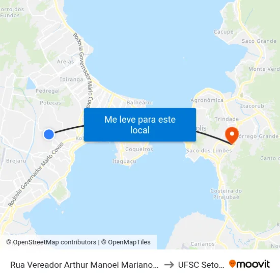 Rua Vereador Arthur Manoel Mariano 1175 to UFSC Setor C map