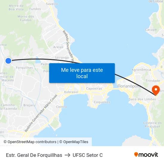 Estr. Geral De Forquillhas to UFSC Setor C map