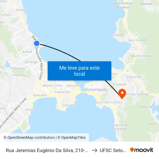 Rua Jeremias Eugênio Da Silva, 210-336 to UFSC Setor C map
