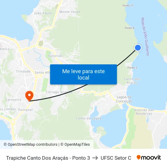Trapiche Canto Dos Araçás - Ponto 3 to UFSC Setor C map