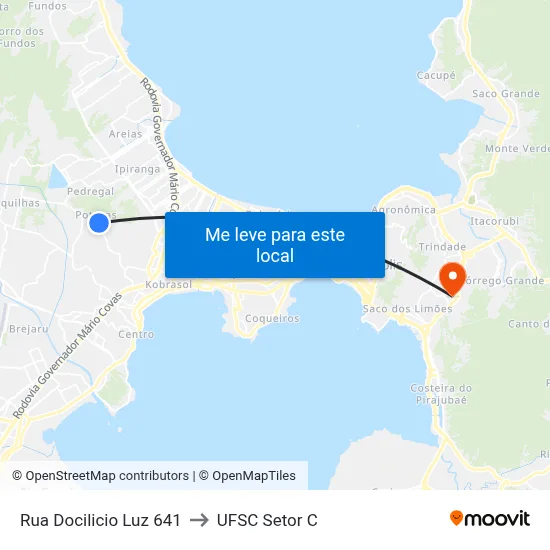 Rua Docilicio Luz 641 to UFSC Setor C map
