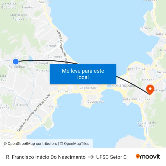 R. Francisco Inácio Do Nascimento to UFSC Setor C map