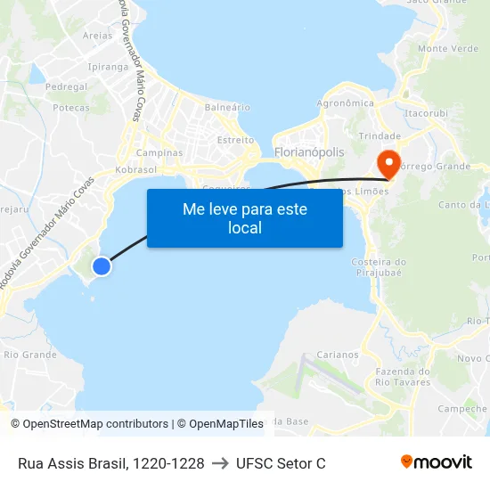 Rua Assis Brasil, 1220-1228 to UFSC Setor C map