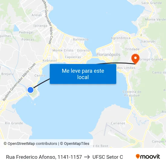 Rua Frederico Afonso, 1141-1157 to UFSC Setor C map