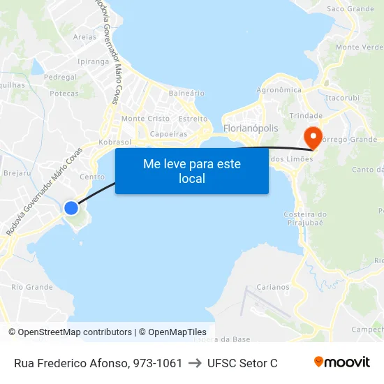Rua Frederico Afonso, 973-1061 to UFSC Setor C map