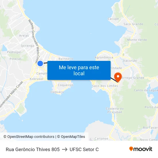 Rua Gerôncio Thives 805 to UFSC Setor C map