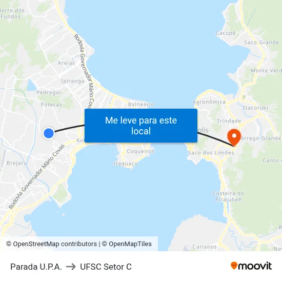 Parada U.P.A. to UFSC Setor C map