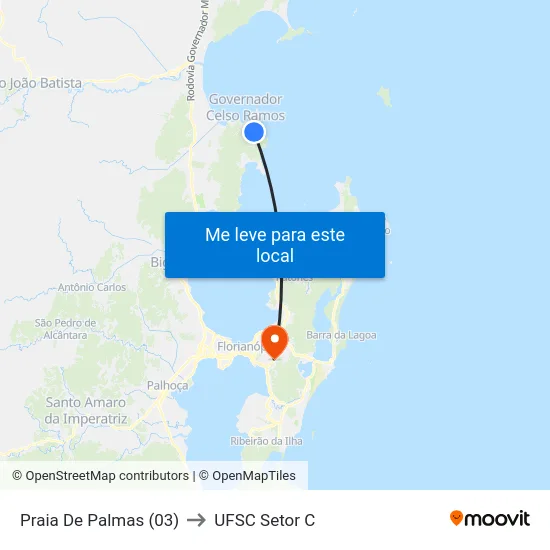 Praia De Palmas (03) to UFSC Setor C map