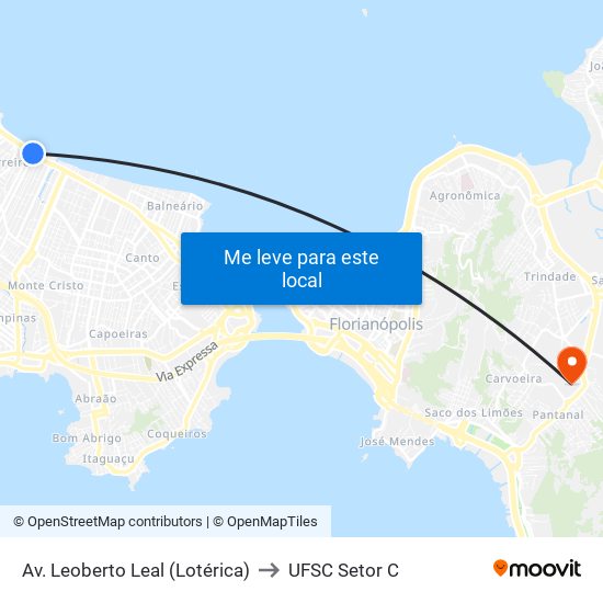 Av. Leoberto Leal (Lotérica) to UFSC Setor C map