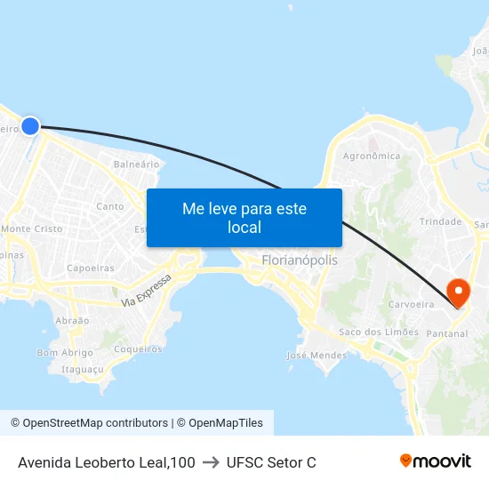Avenida Leoberto Leal,100 to UFSC Setor C map