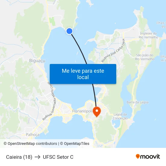 Caieira (18) to UFSC Setor C map