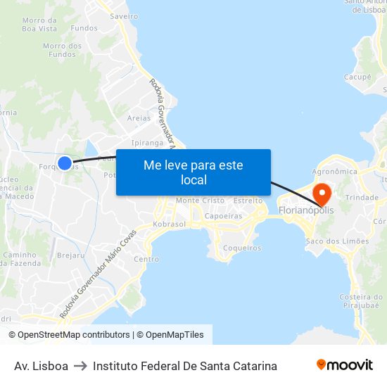 Av. Lisboa to Instituto Federal De Santa Catarina map