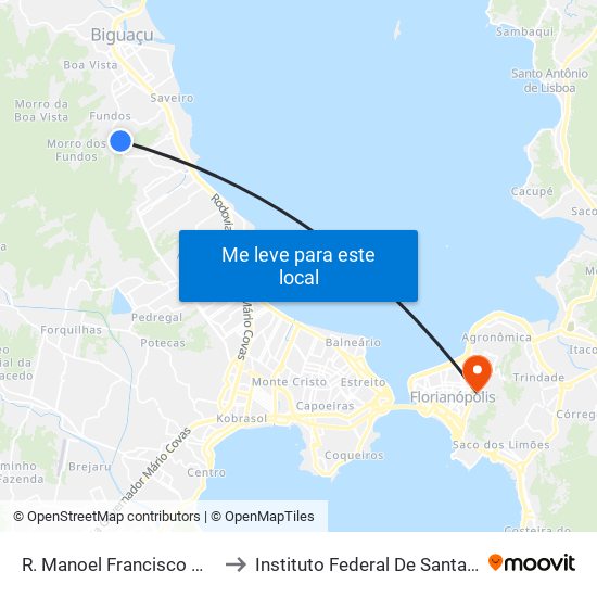 R. Manoel Francisco Machado to Instituto Federal De Santa Catarina map