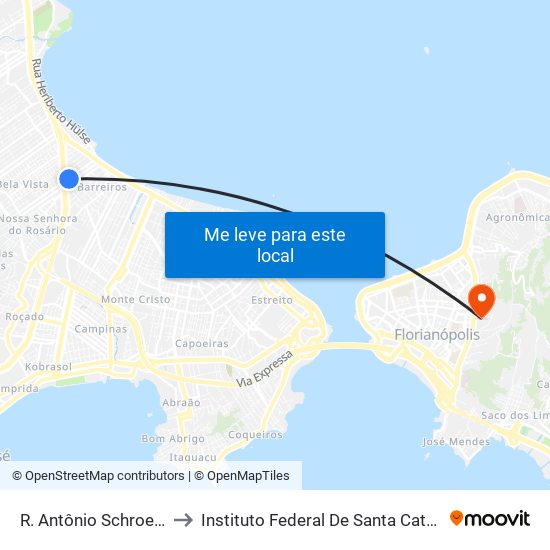 R. Antônio Schroeder to Instituto Federal De Santa Catarina map