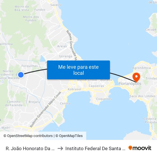 R. João Honorato Da Silveira to Instituto Federal De Santa Catarina map