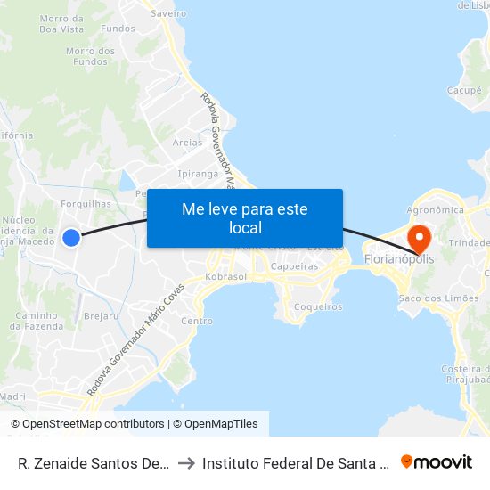 R. Zenaide Santos De Souza to Instituto Federal De Santa Catarina map