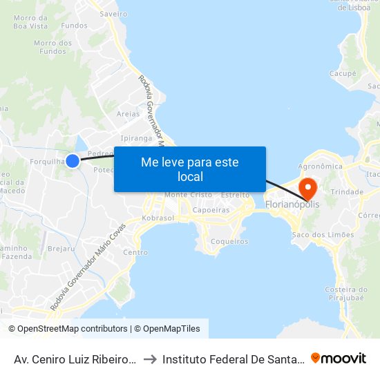 Av. Ceniro Luiz Ribeiro Martins to Instituto Federal De Santa Catarina map
