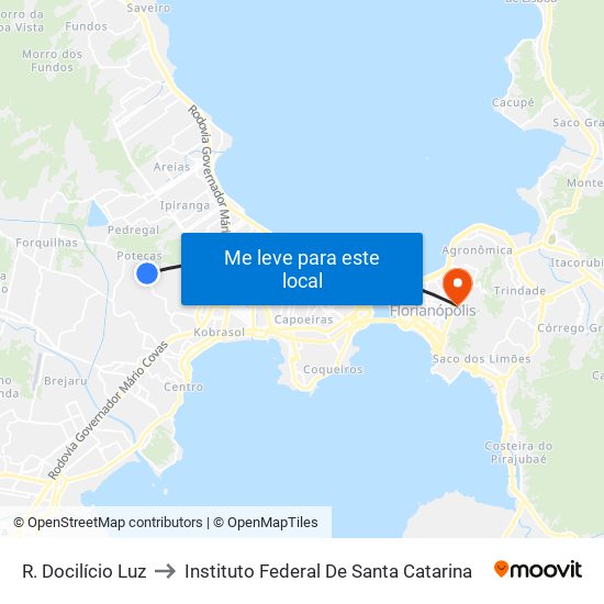 R. Docilício Luz to Instituto Federal De Santa Catarina map