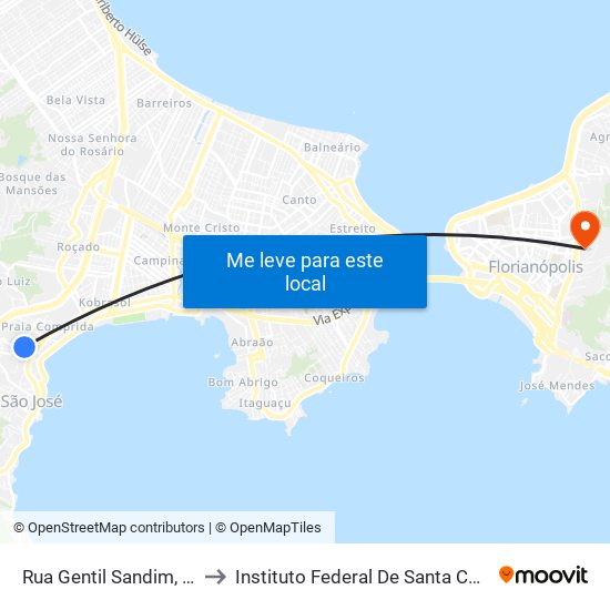 Rua Gentil Sandim, 2-10 to Instituto Federal De Santa Catarina map