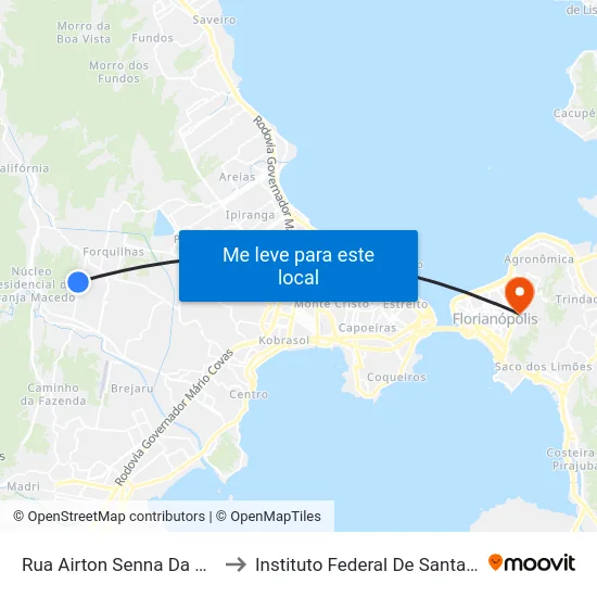 Rua Airton Senna Da Silva 286 to Instituto Federal De Santa Catarina map