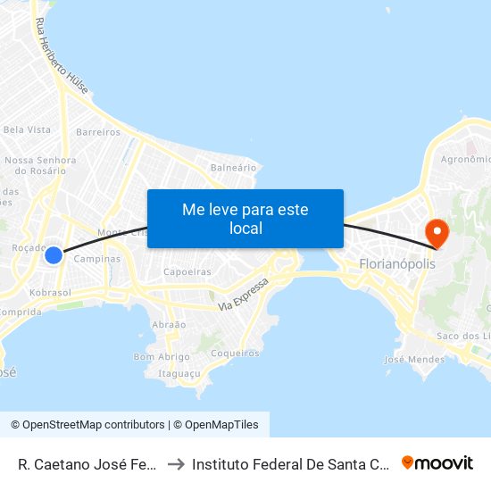 R. Caetano José Ferreira to Instituto Federal De Santa Catarina map