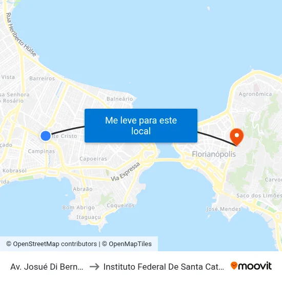 Av. Josué Di Bernardi to Instituto Federal De Santa Catarina map