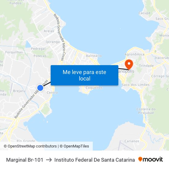 Marginal Br-101 to Instituto Federal De Santa Catarina map