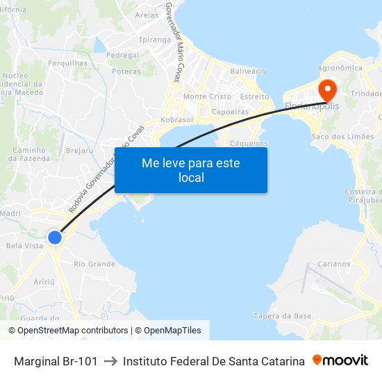 Marginal Br-101 to Instituto Federal De Santa Catarina map