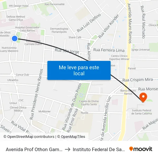 Avenida Prof Othon Gama D Eca 347 to Instituto Federal De Santa Catarina map