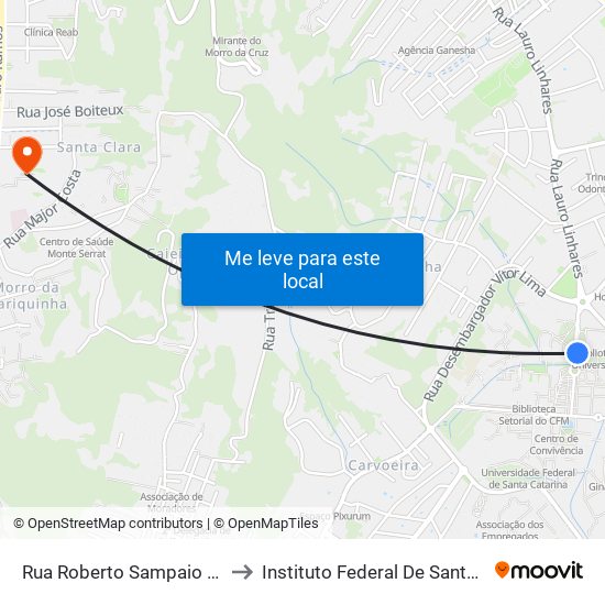 Rua Roberto Sampaio Gonzaga to Instituto Federal De Santa Catarina map