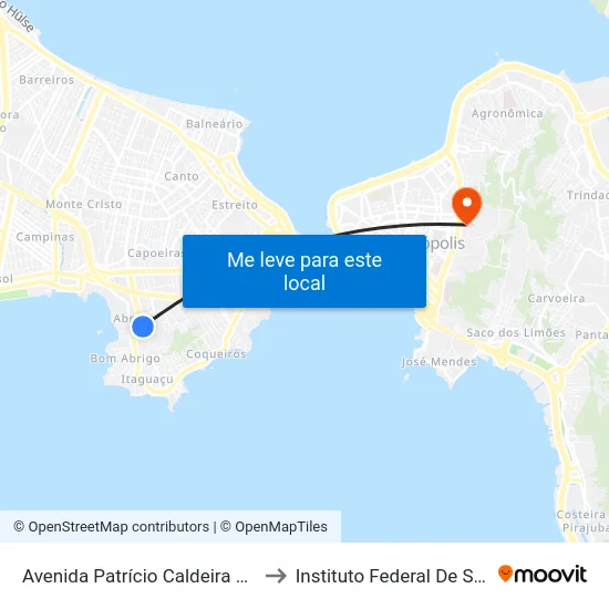 Avenida Patrício Caldeira De Andrade, 581 to Instituto Federal De Santa Catarina map