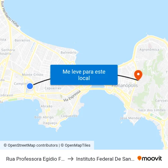 Rua Professora Egídio Ferreira, 271 to Instituto Federal De Santa Catarina map