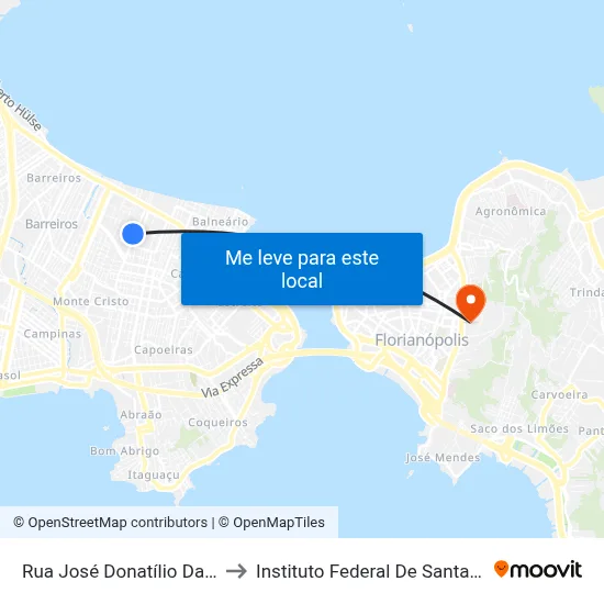 Rua José Donatílio Da Luz, 26 to Instituto Federal De Santa Catarina map