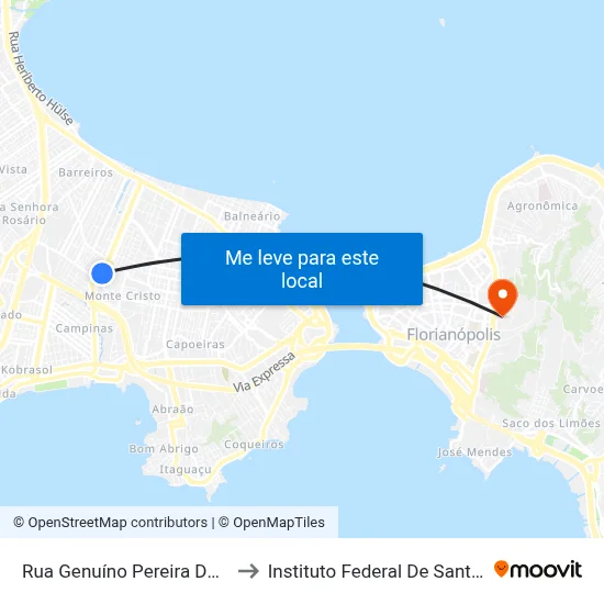 Rua Genuíno Pereira Da Silva,298 to Instituto Federal De Santa Catarina map