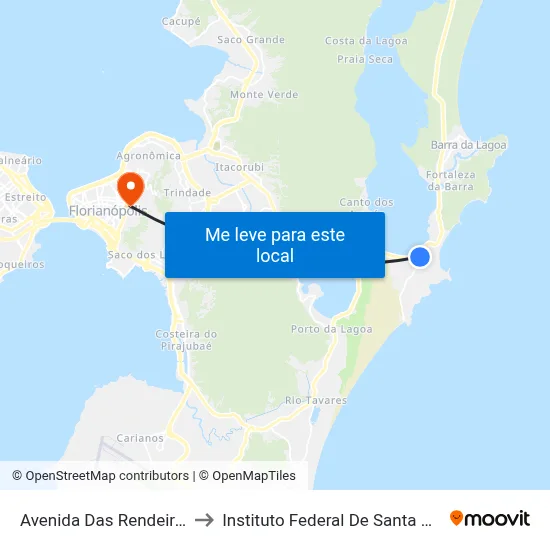 Avenida Das Rendeiras, 67 to Instituto Federal De Santa Catarina map